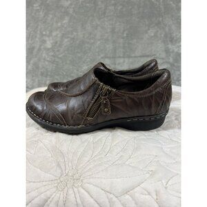 Clarks Bendables Women’s Slip On Loafers Whistle Size 5.5M Brown Leather Shoes